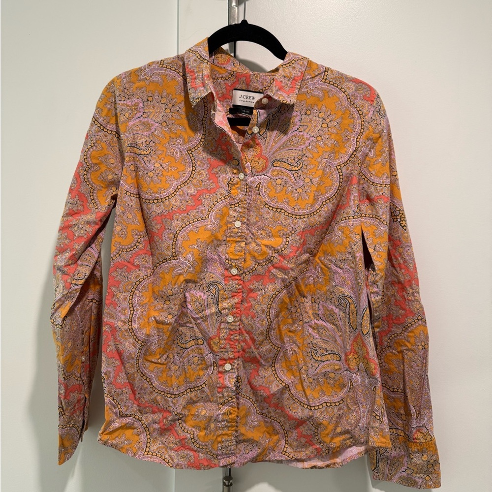 J. Crew Slim Perfect Button Down Shirt Paisley, Size Small